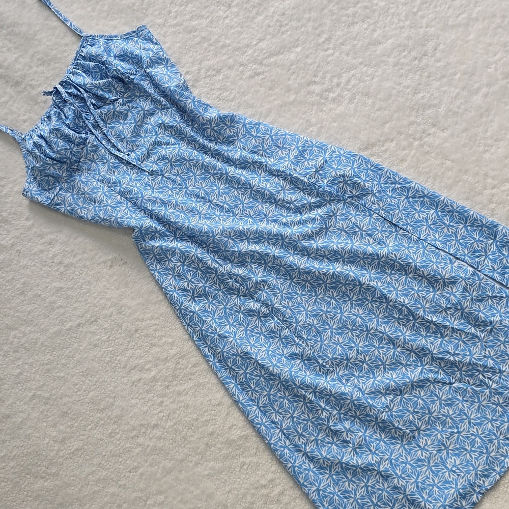 SHEIN Blue and White Floral Midi Dress